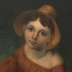 English School Portrait of a Girl Oil on Board (9892983734579)
