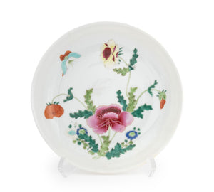 Chinese Famile Rose Porcelain Butterfly and Flower Motif Plate