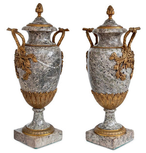 Louis XVI Style Gilt Bronze and Granite Urns, Pair (9766905282867)
