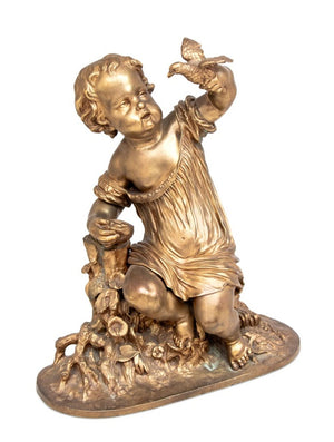 Auguste Moreau "The Egg Thief" Gilt Bronze (9778153095475)