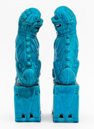 Chinese Blue Glazed Foo Dog Bookends, Pair (9855583158579)