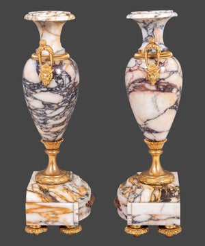 Louis XVI Style Gilt Bronze & Marble Clock Set, 3 (9871665103155)