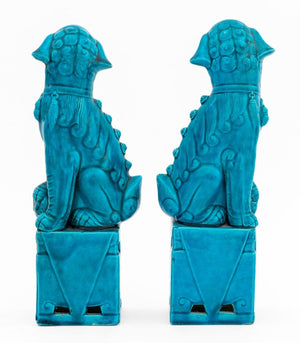 Chinese Blue Glazed Foo Dog Bookends, Pair (9855583158579)