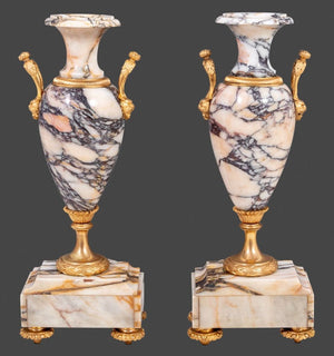 Louis XVI Style Gilt Bronze & Marble Clock Set, 3 (9871665103155)