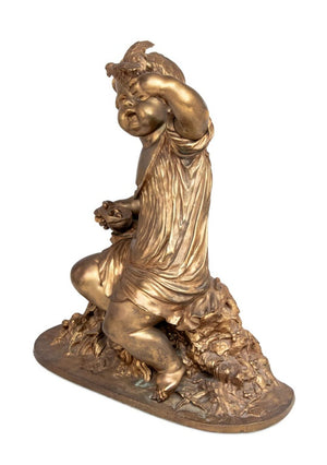 Auguste Moreau "The Egg Thief" Gilt Bronze (9778153095475)
