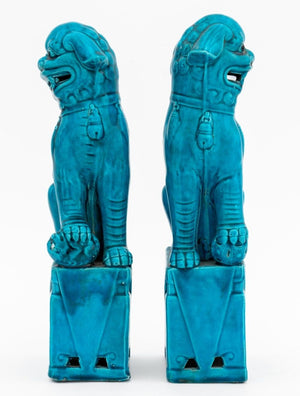 Chinese Blue Glazed Foo Dog Bookends, Pair (9855583158579)