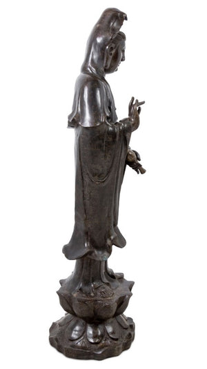 Chinese Guanyin Patinated Bronze Sculpture (9755440972083)