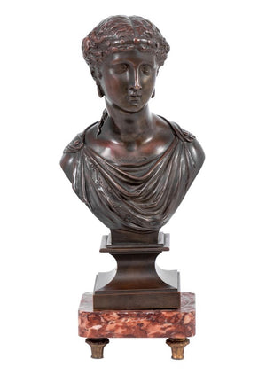 Jean Jules Salmson Goddess Patinated Bronze Bust (9778163876147)