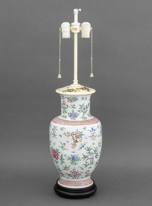 Chinese Famille Rose Porcelain Vase as a Lamp