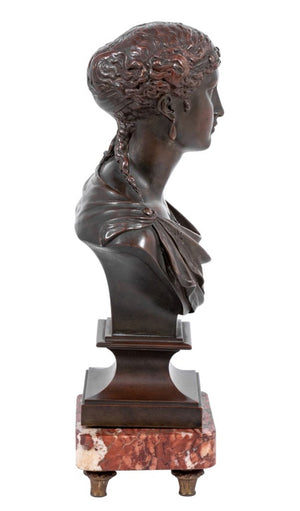 Jean Jules Salmson Goddess Patinated Bronze Bust (9778163876147)