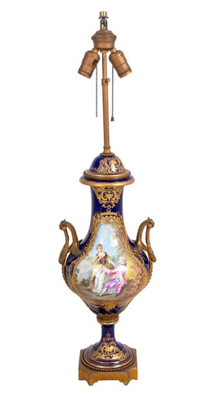Sevres Blue Ground Porcelain Vase Mounted as Lamp (9814488449331)