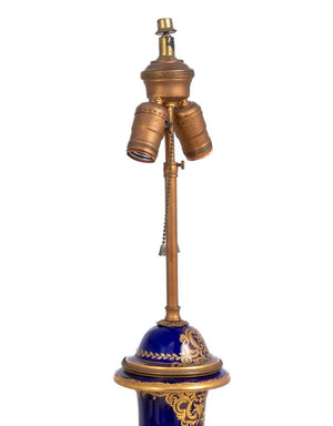 Sevres Blue Ground Porcelain Vase Mounted as Lamp (9814488449331)