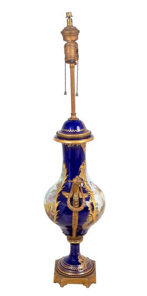 Sevres Blue Ground Porcelain Vase Mounted as Lamp (9814488449331)
