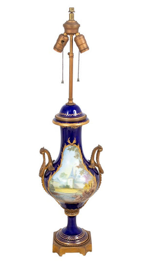 Sevres Blue Ground Porcelain Vase Mounted as Lamp (9814488449331)