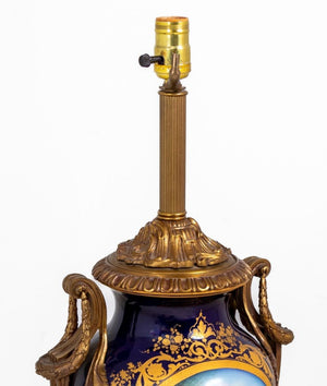 Sevres Blue Ground Porcelain Vase Mounted as Lamp (9816148443443)