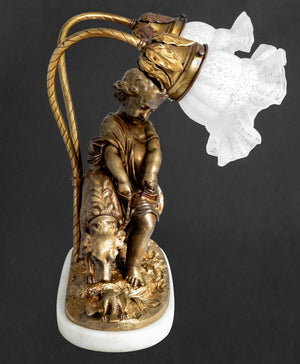 Auguste Peiffer Patinated Bronze Figural Lamp (9704023163187)