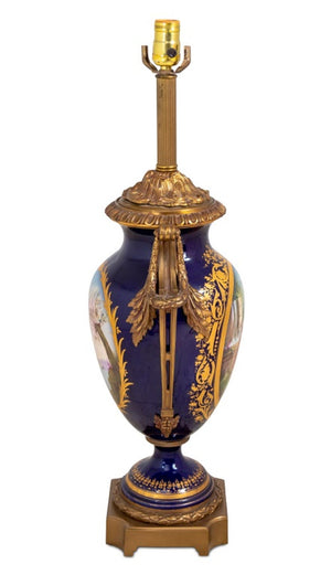 Sevres Blue Ground Porcelain Vase Mounted as Lamp (9816148443443)