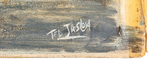 Ted Jaslow "Newstand" Oil on Board, 1962 (9825443053875)