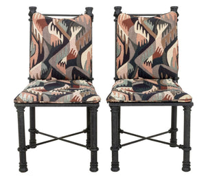 Giacometti Style Patinated Black Metal Chairs, Pr (9738603987251)