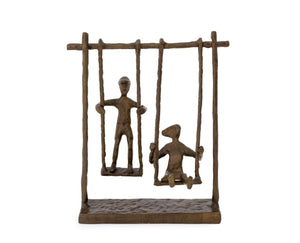 Contemporary Children Swinging Bronze Sculpture