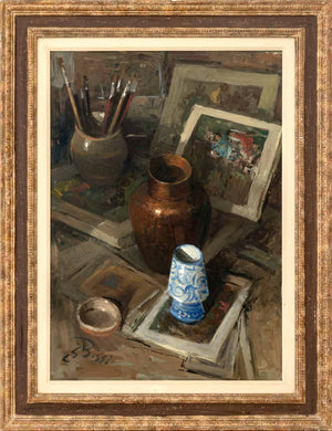 Sergio C. Bissi Still Life with Paintbrushes Oil
