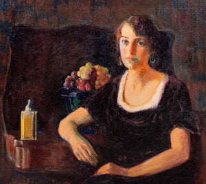 American School Portrait of a Woman Oil on Burlap (9808345235763)