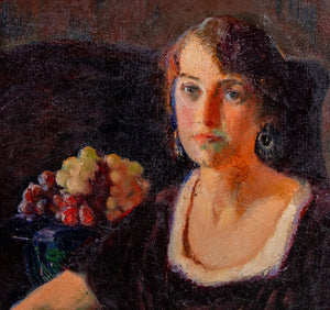 American School Portrait of a Woman Oil on Burlap (9808345235763)