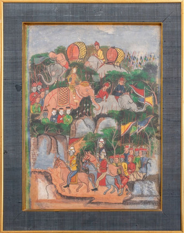 Southeast Asian Battle Scene Painting, ca. 1900
