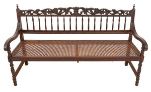 Anglo-Indian Carved Hardwood Hall Bench (9766931235123)
