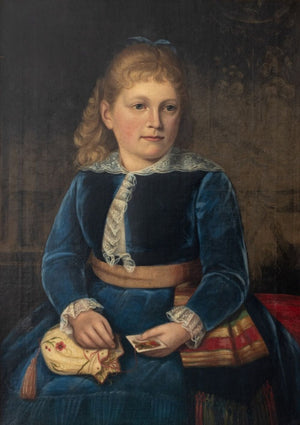 American School Portrait of a Girl Oil on Canvas (9832775582003)