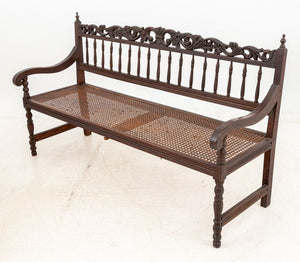 Anglo-Indian Carved Hardwood Hall Bench (9766931235123)