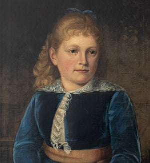 American School Portrait of a Girl Oil on Canvas (9832775582003)