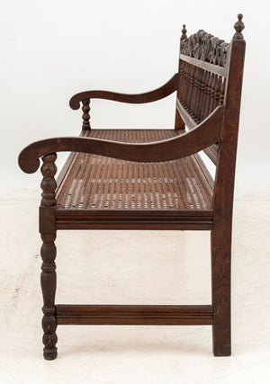 Anglo-Indian Carved Hardwood Hall Bench (9766931235123)