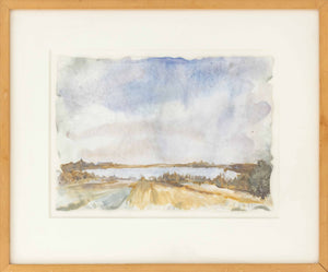 Illegibly Signed River Landscape Watercolor