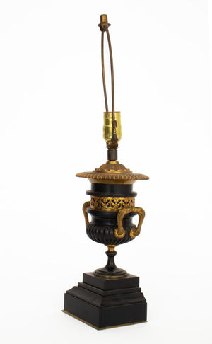 French Empire Style Gilt Metal Ebonized Lamps, Pr (9736781070643)