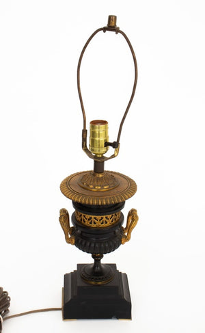 French Empire Style Gilt Metal Ebonized Lamps, Pr (9736781070643)