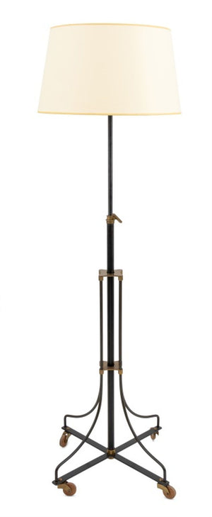 French Brass and Black Patinated Metal Floor Lamp (9738626400563)