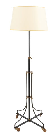 French Brass and Black Patinated Metal Floor Lamp
