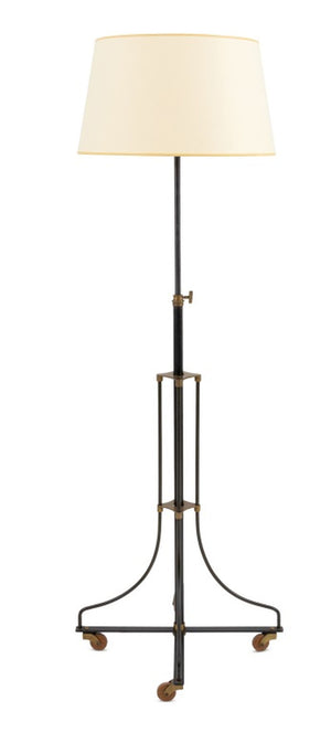 French Brass and Black Patinated Metal Floor Lamp (9738626400563)