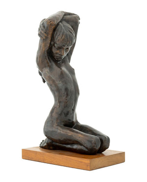 Desmond Fountain Kneeling Nude Patinated Bronze (9858742649139)