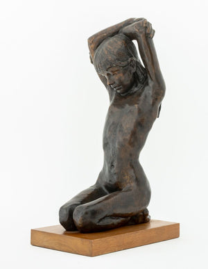 Desmond Fountain Kneeling Nude Patinated Bronze (9858742649139)