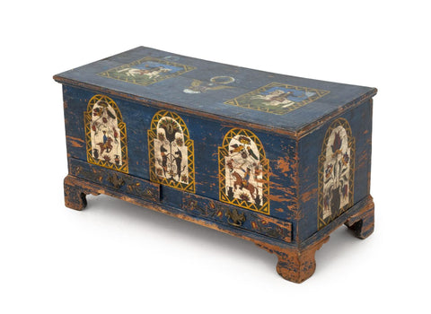 American Polychromed Wood Blanket Chest, ca. 1800