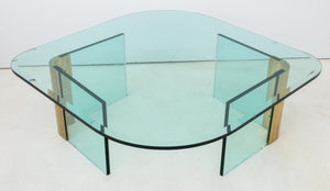 Leon Rosen Pace Collection Glass & Brass Low Table (9816486314291)