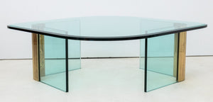 Leon Rosen Pace Collection Glass & Brass Low Table (9816486314291)