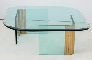 Leon Rosen Pace Collection Glass & Brass Low Table (9816486314291)
