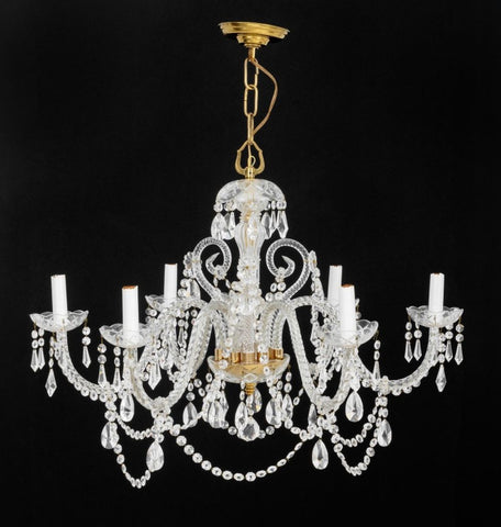 Georgian Style 6-Branch Crystal Chandelier