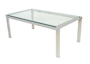 Modern Glass Top Chrome Dining Table