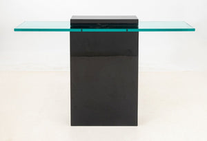 Modern Glass Top Black Lacquered Console Table (9893051138355)