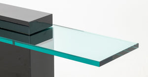 Modern Glass Top Black Lacquered Console Table (9893051138355)