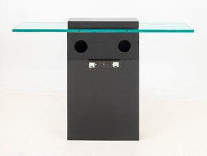 Modern Glass Top Black Lacquered Console Table (9893051138355)